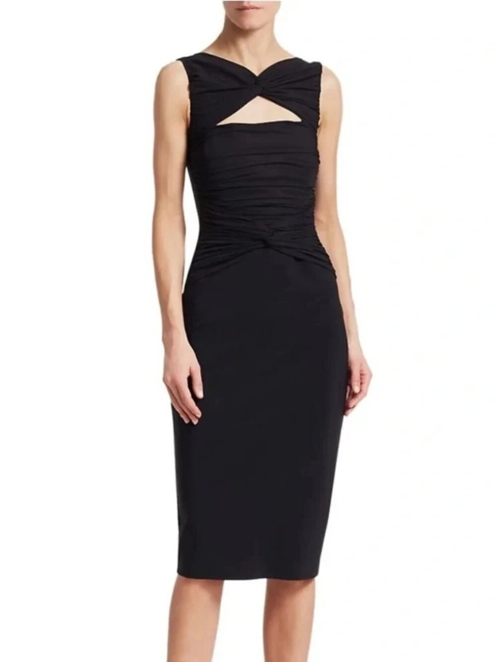 Chiara Boni La Petite Robe Black Audrine Ruched Cutout Bodycon Dress